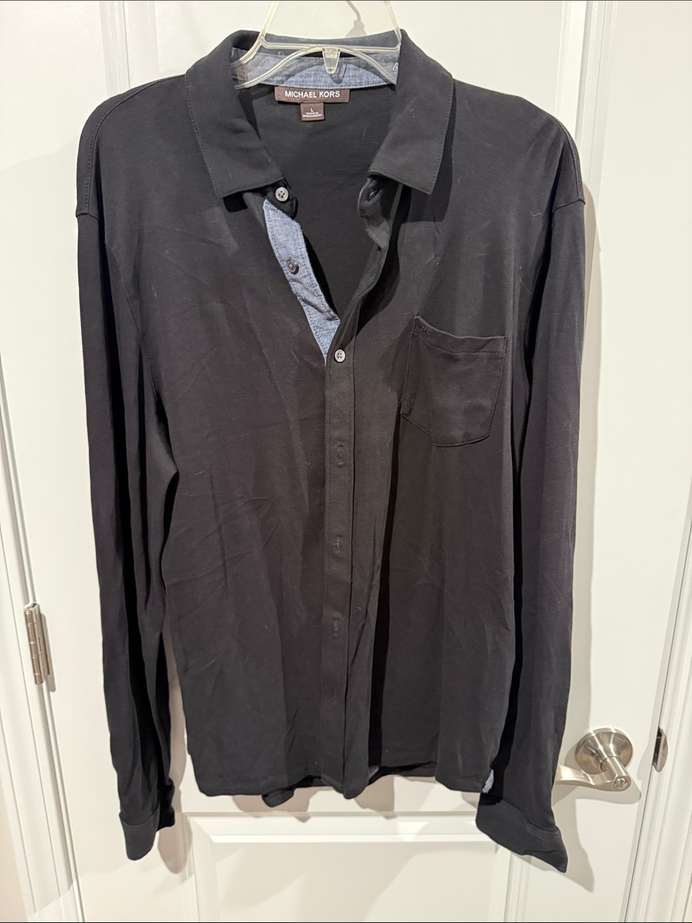 Michael Kors Black Long-Sleeve Casual Button-Down Shirt
